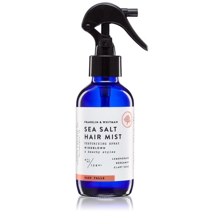 Vegan, plant based, cruelty free East Falls Sea Salt Hair Mist bottle for hair care